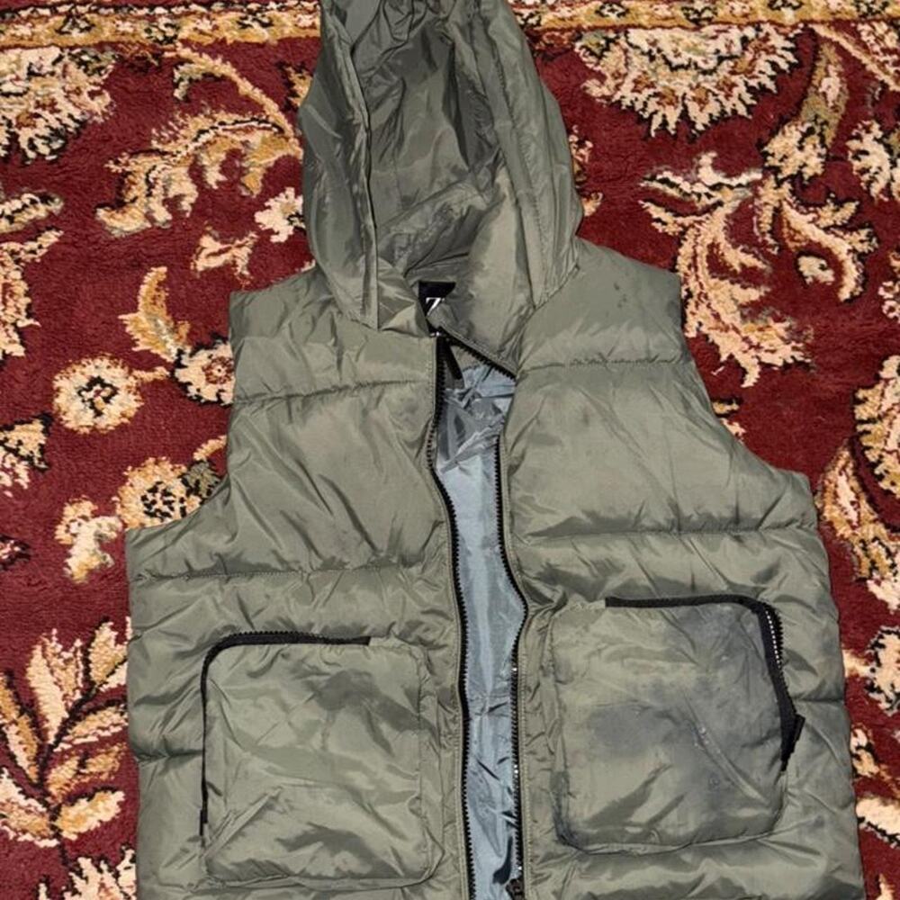 Zara olive green utility puffer